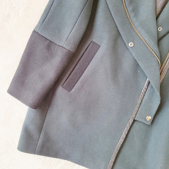 Madewell City Grid Asymmetrical Zip Wool Coat - Picture 4 of 8